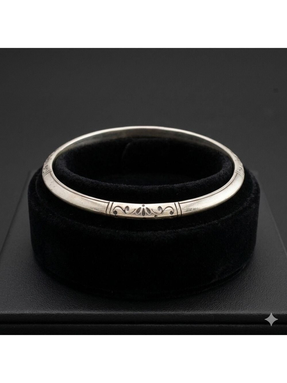 Brighton Silver-tone Bangle Bracelet with Etched Scroll Design 2418